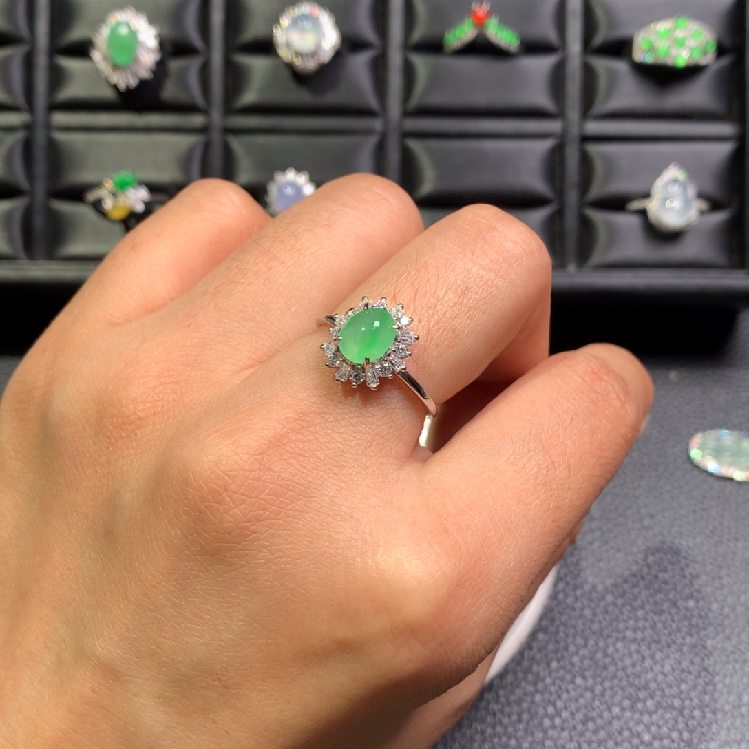 翡翠银S925镶嵌戒指