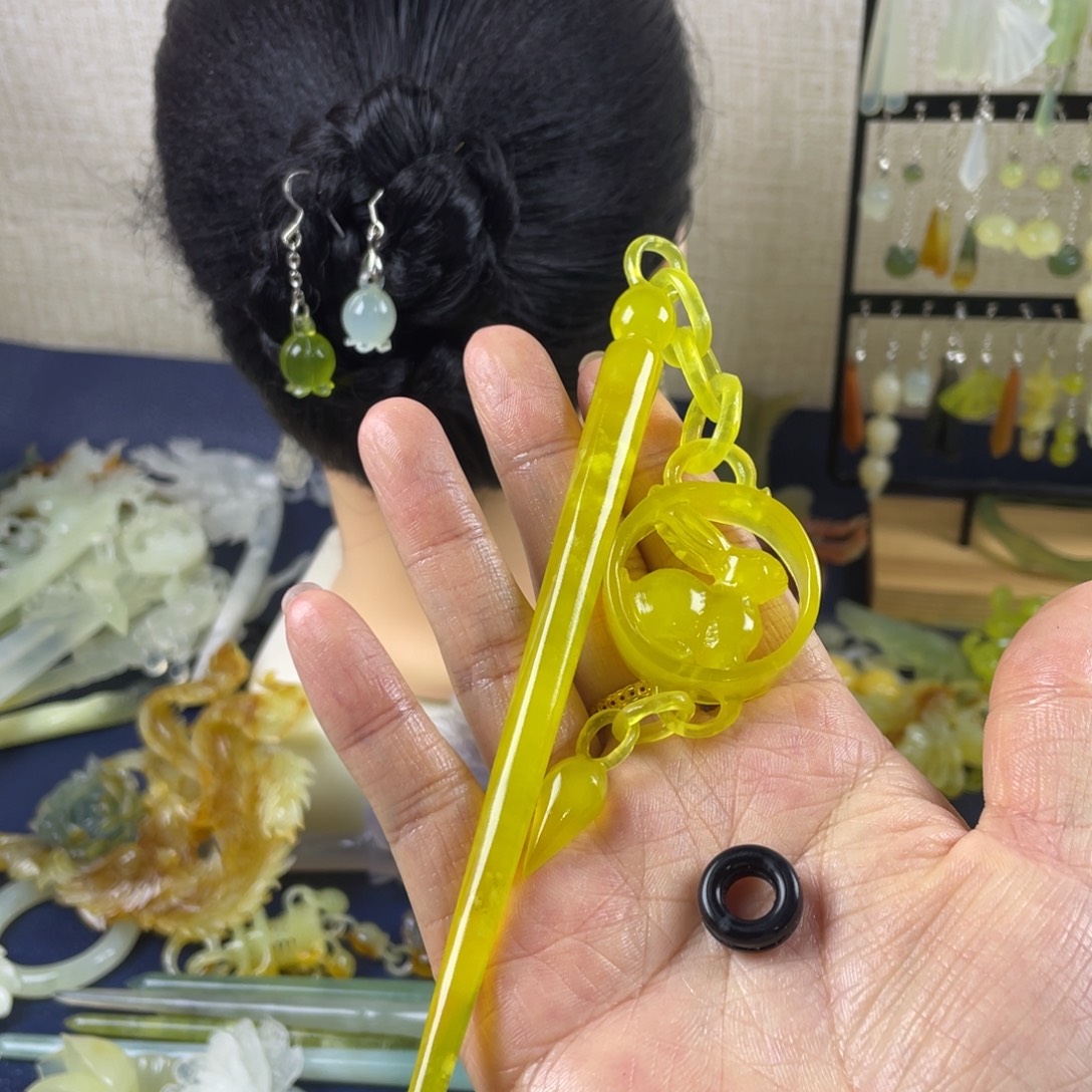 媛***媛蛇纹石玉未镶嵌发饰