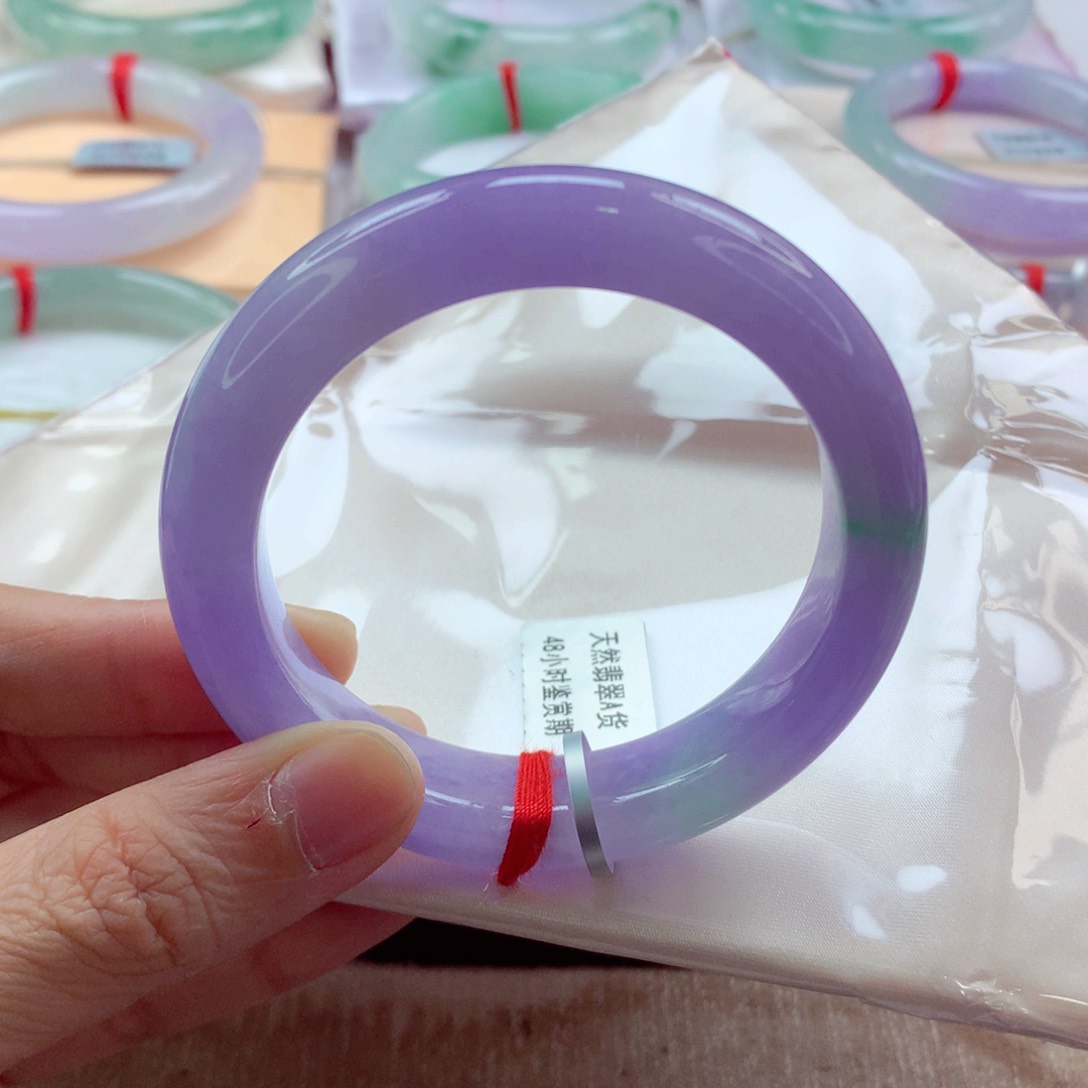 翡翠手镯未镶嵌54妖紫绝绝紫超高品质A