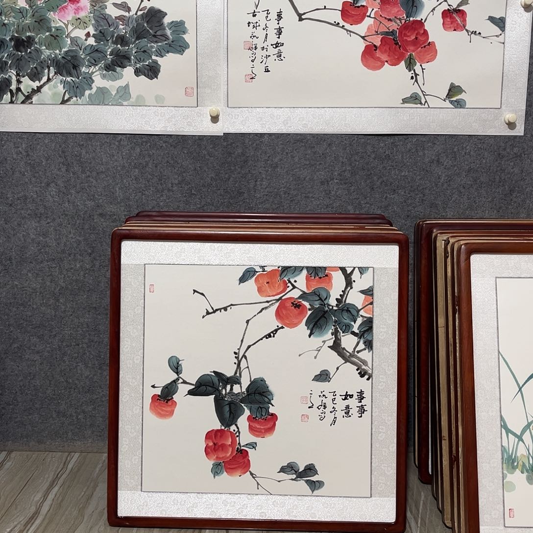 国画书画作品带框63×63