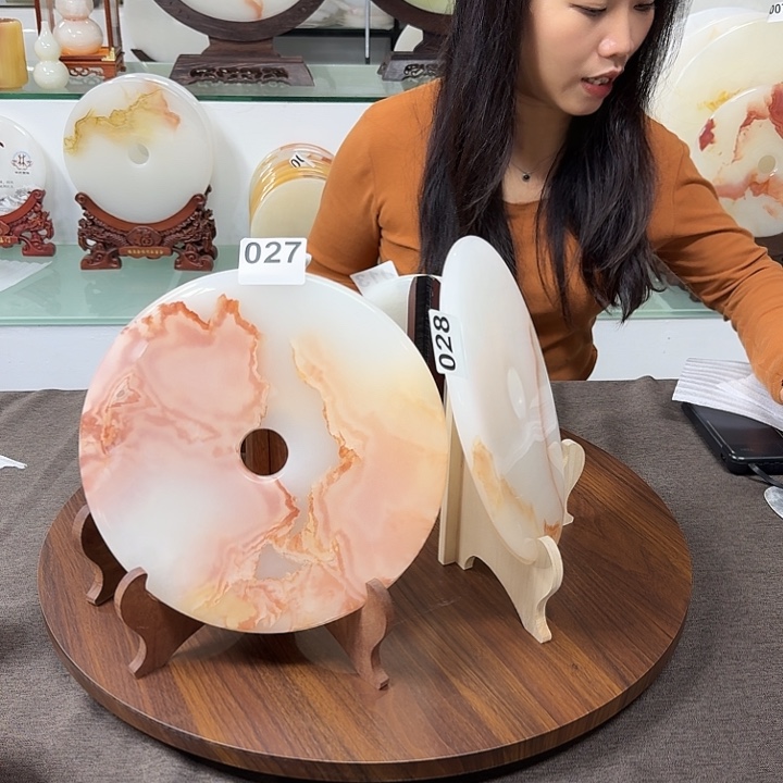 石材天然平安扣摆件23厘米