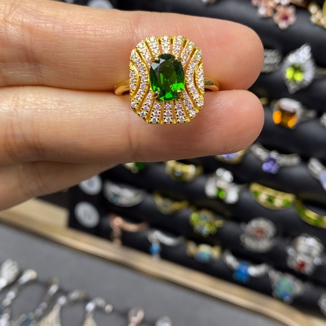 透辉石戒指银S925镶嵌