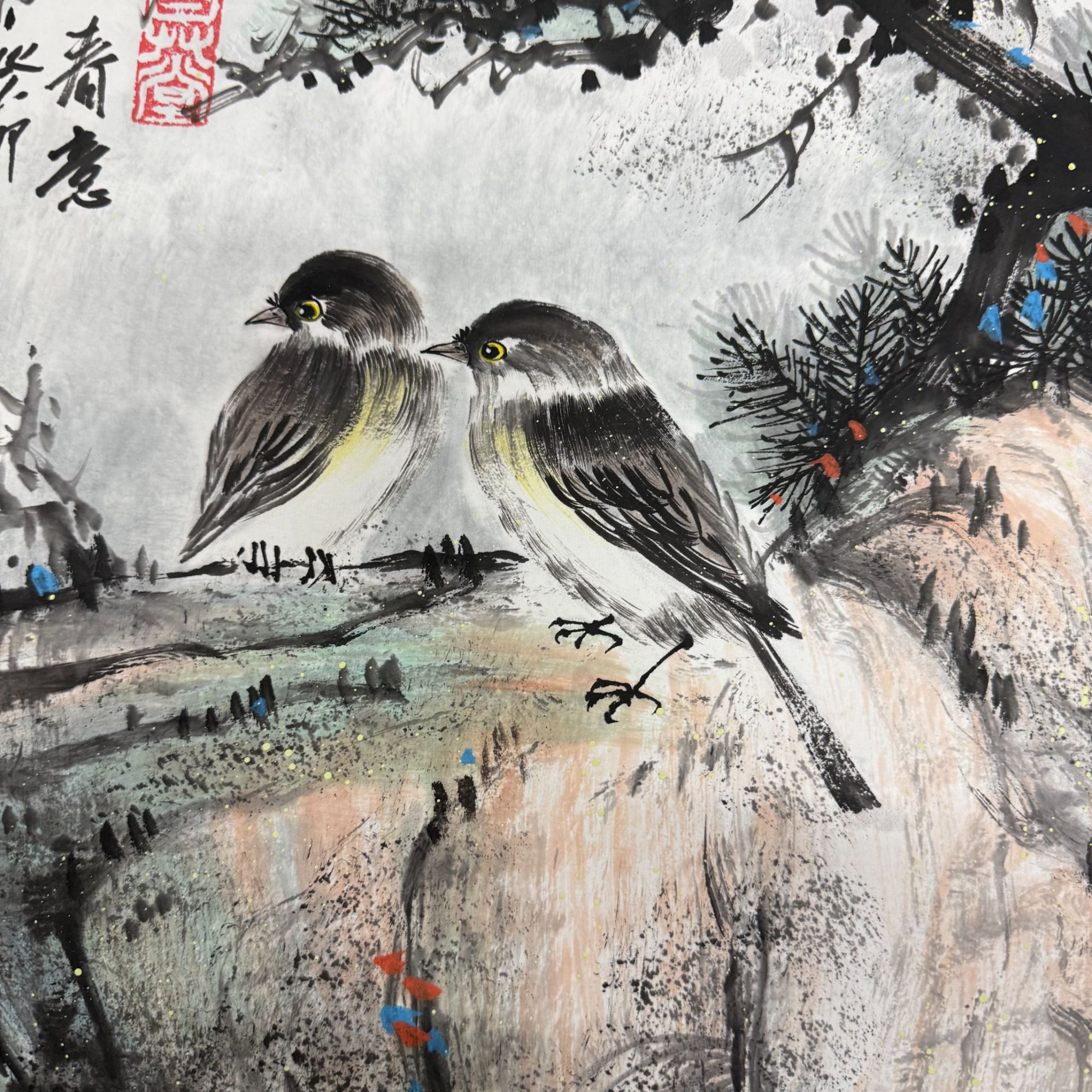 梅清绘画2pc花鸟