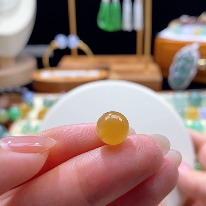 翡翠未镶嵌吊坠(不含链)鲜橙黄珠 9.5mm