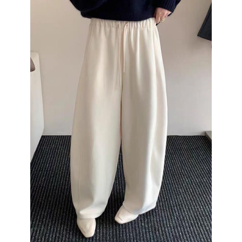 九分裤加厚加绒阔腿休闲裤冬季高腰显瘦宽松时尚女装韩版垂感裤女