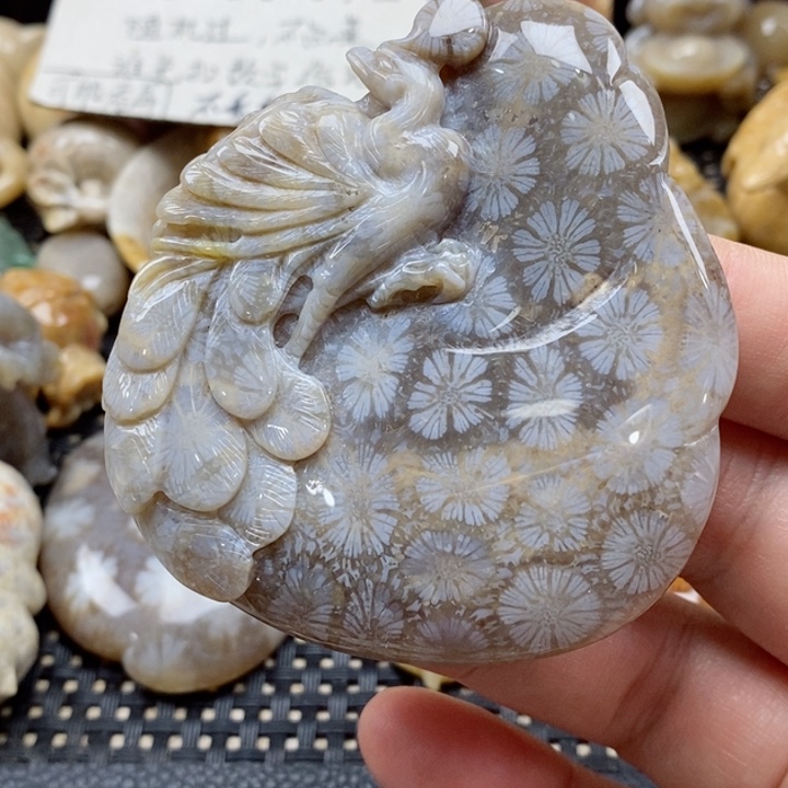 硅化珊瑚（珊瑚玉）颈饰未镶嵌