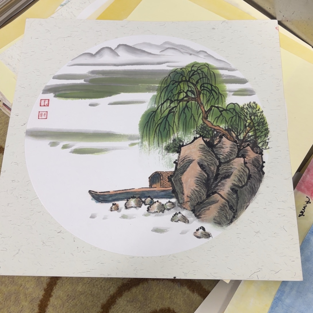 国画38-38卡纸花鸟童