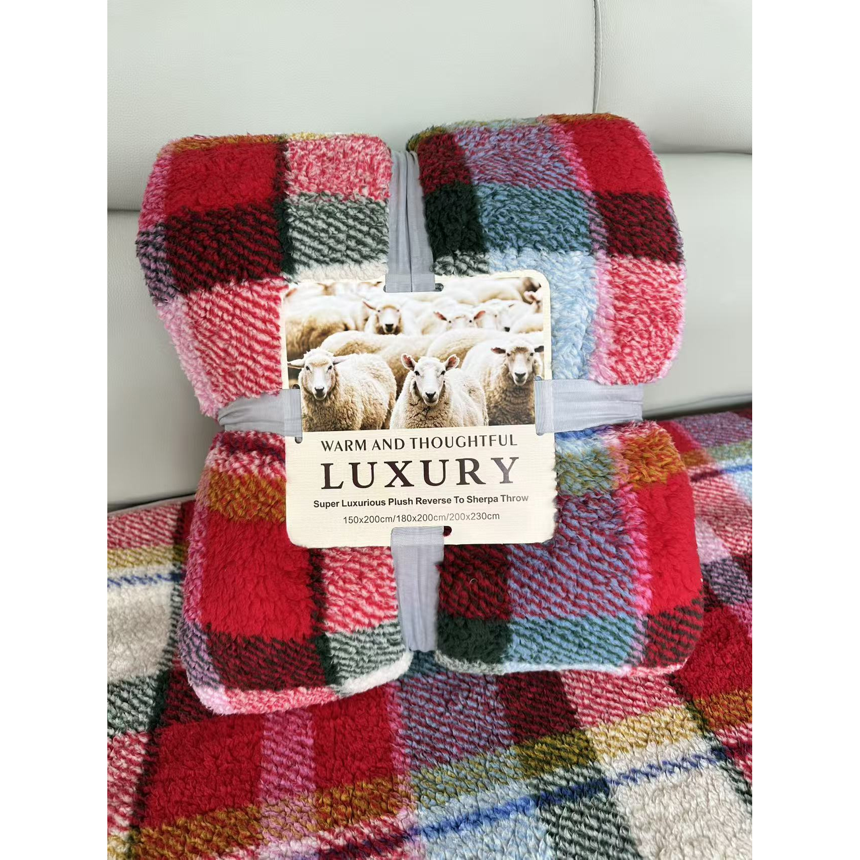 上新红绿色简约格子 糕糕绒 盖毯 毛毯1.5*2.0米