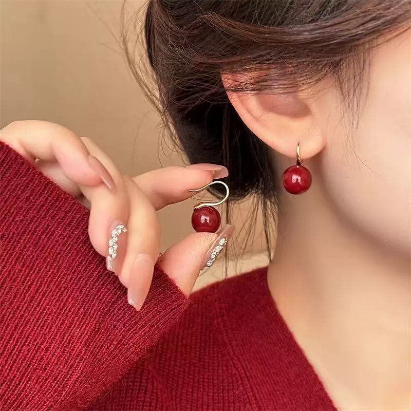 【韩雅珠宝】红色耳饰国风女高跟鞋耳钉s9061