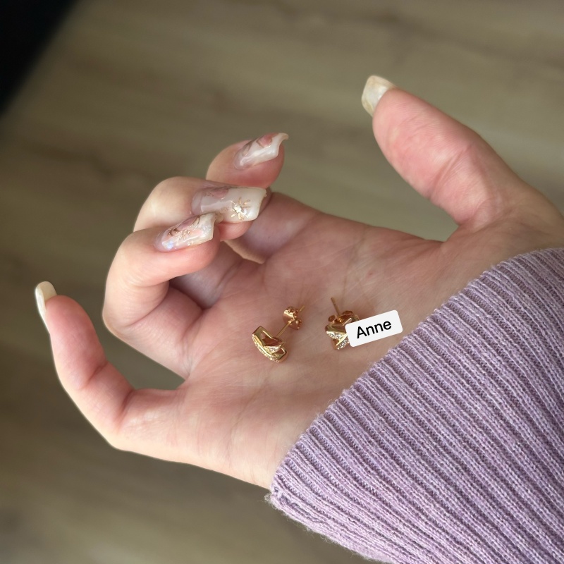 铜合金耳饰 立体交叉满锆小巧个性X型耳钉【R406】