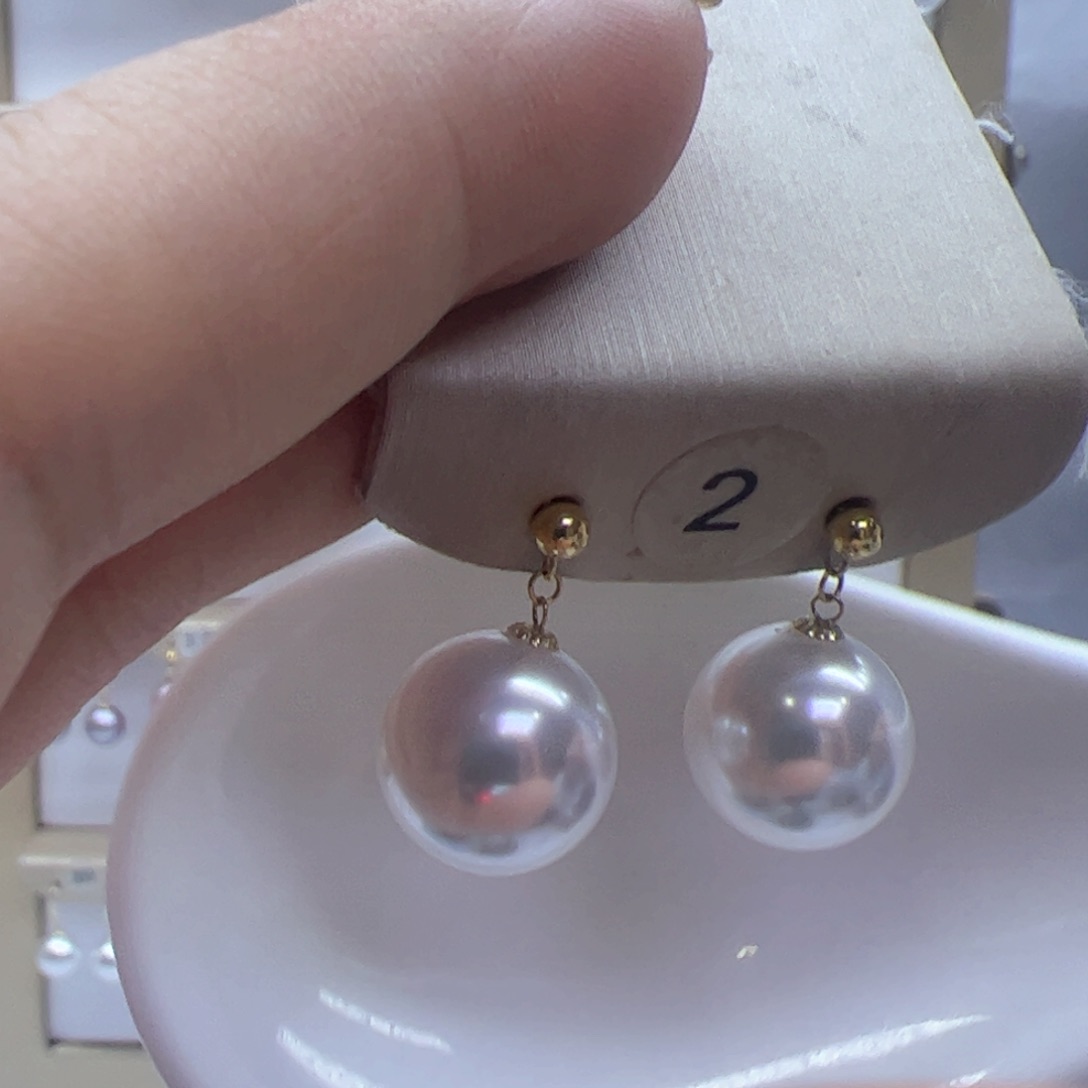 淡水珍珠耳饰18K金镶嵌