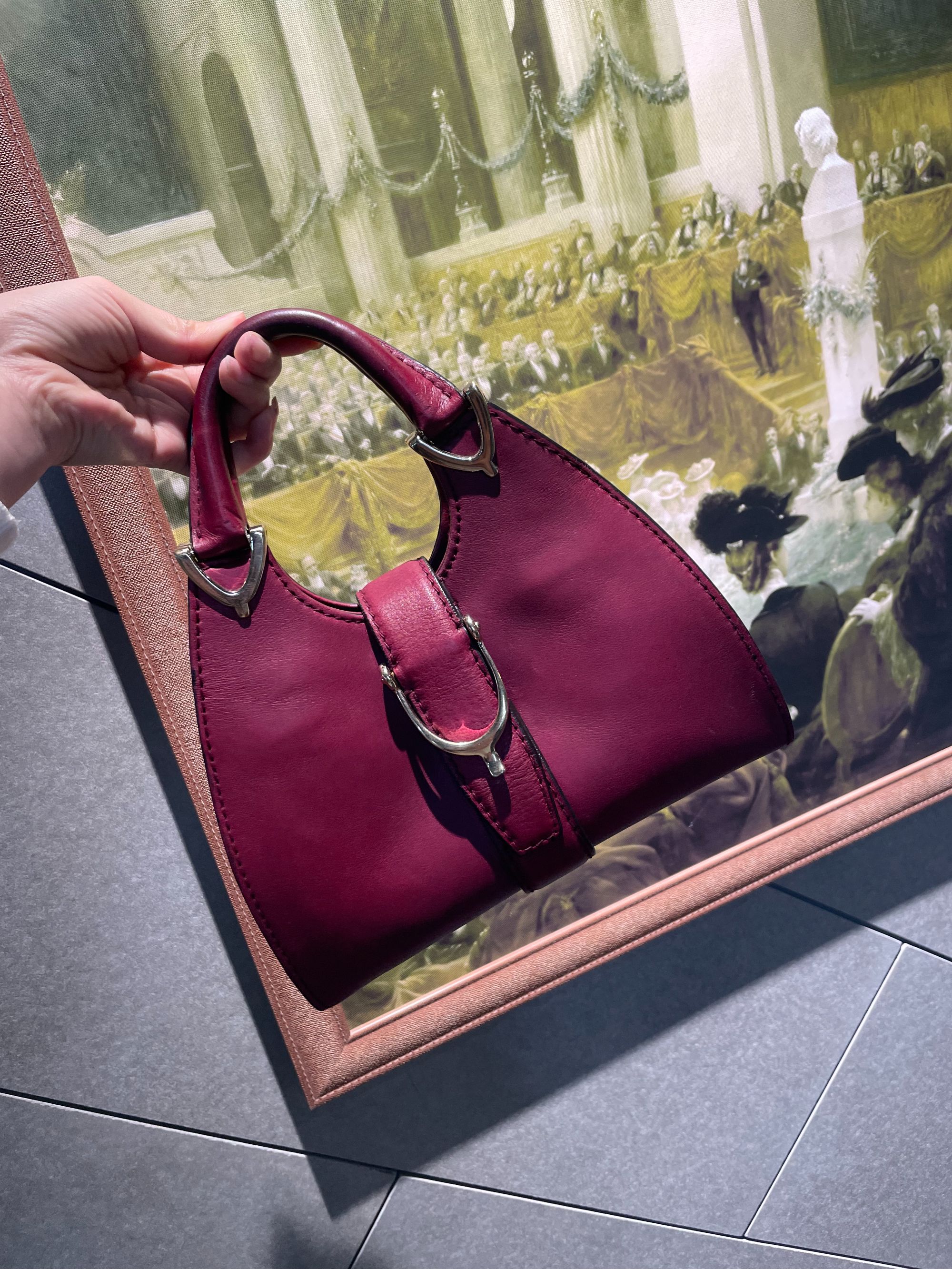 95新 GUCCI/古驰 帝爵奢品/95新/gucci/红色全皮马蹄扣单肩包