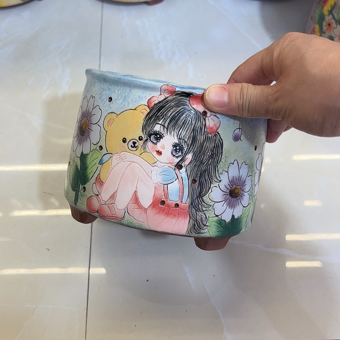 景德镇陶瓷花盆口12高11