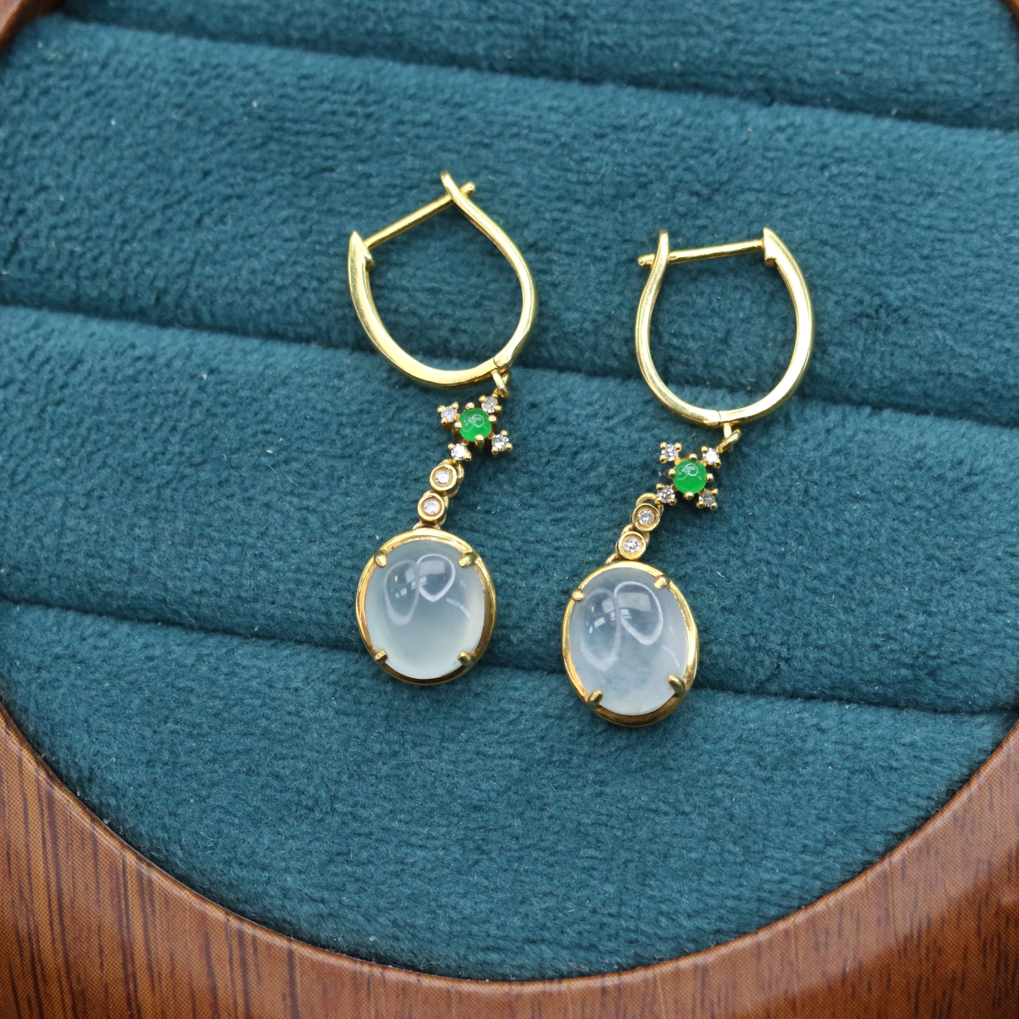 19天然缅甸翡翠A货18k耳饰/900138/上海嘉禾拍卖