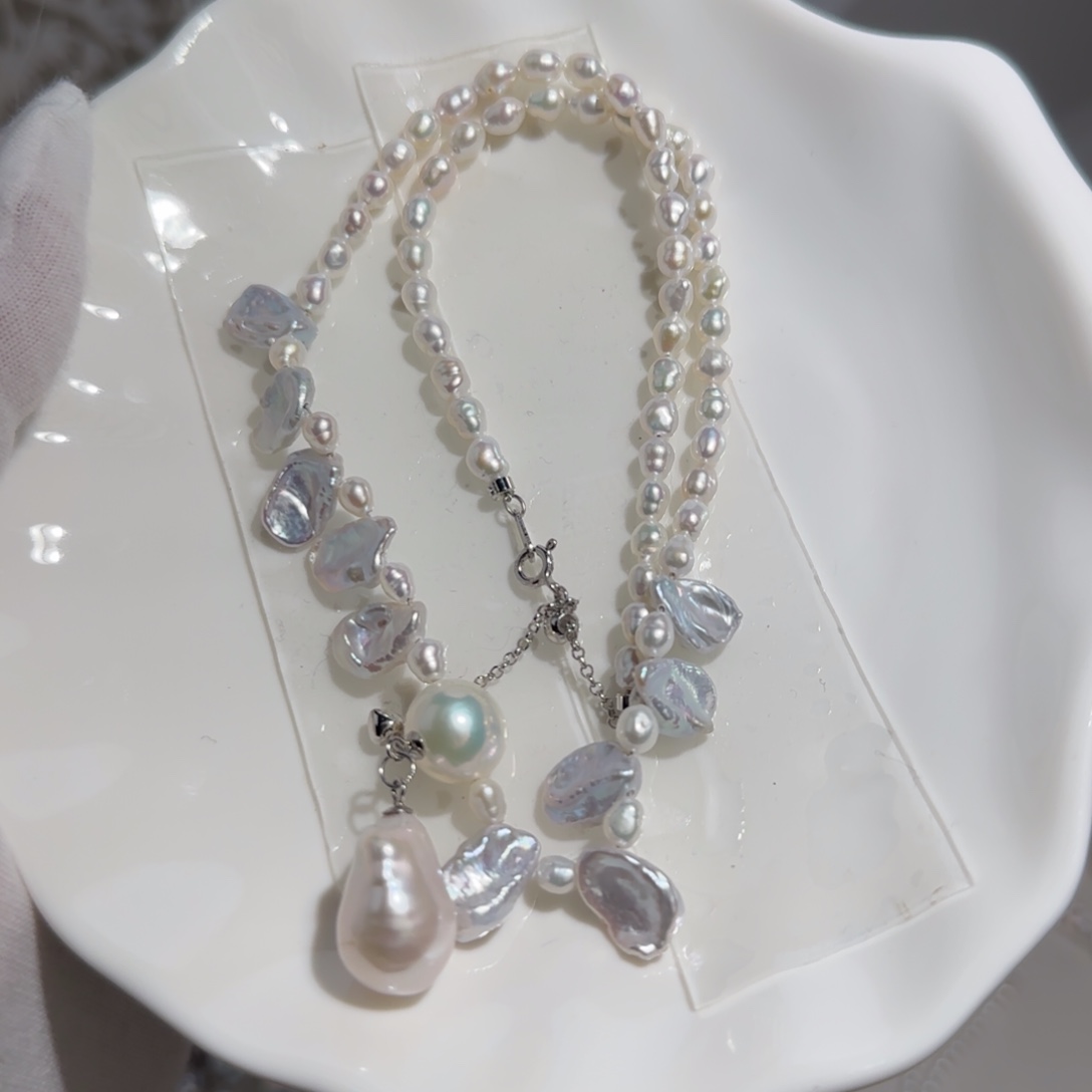 淡水珍珠颈饰银S925镶嵌