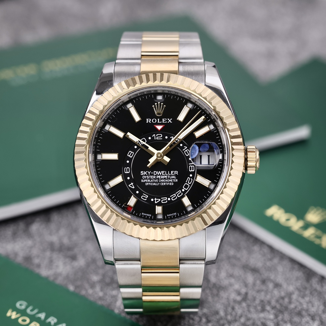 95新 Rolex/劳力士 326933 间金黑天行 42mm 2022年2月保卡