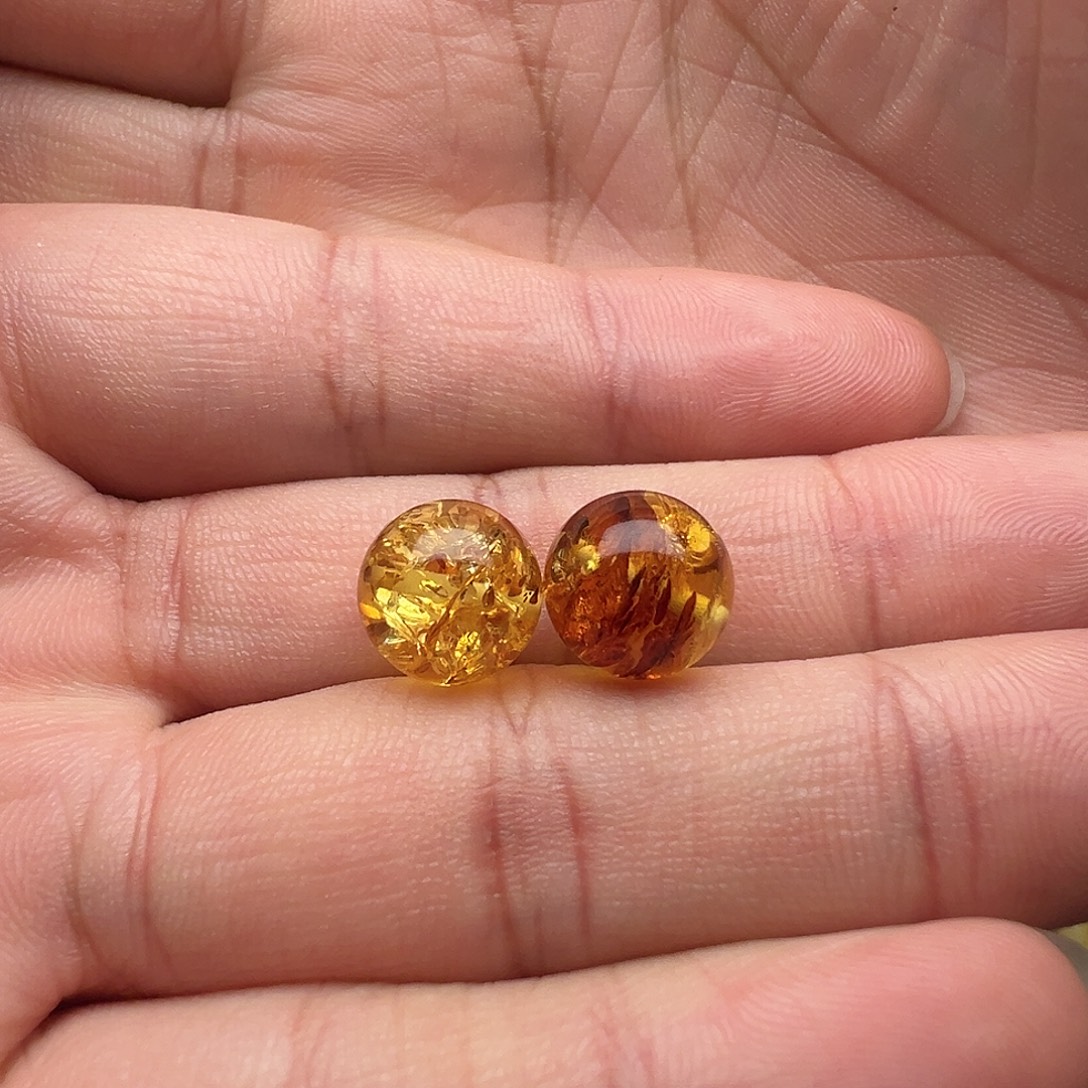 伶***房琥珀（花珀）未镶嵌颈饰花珀单珠