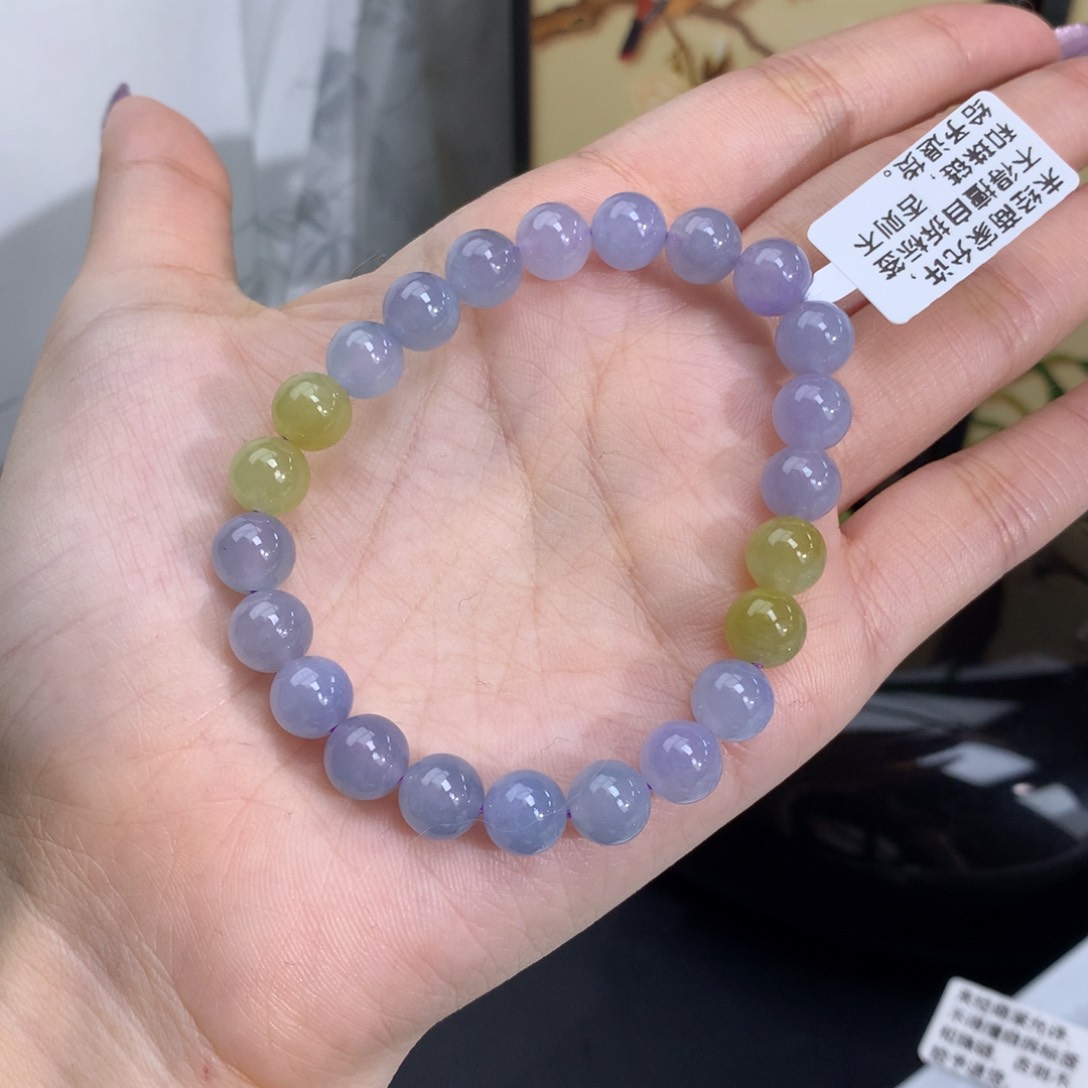 翡翠手链未镶嵌卡8.0冰胶紫底