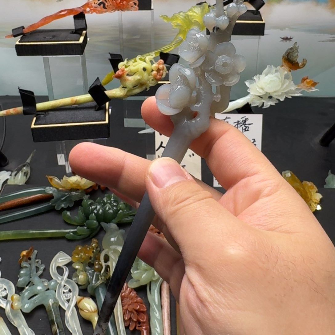 岫玉发饰未镶嵌明君玉簪就是好看