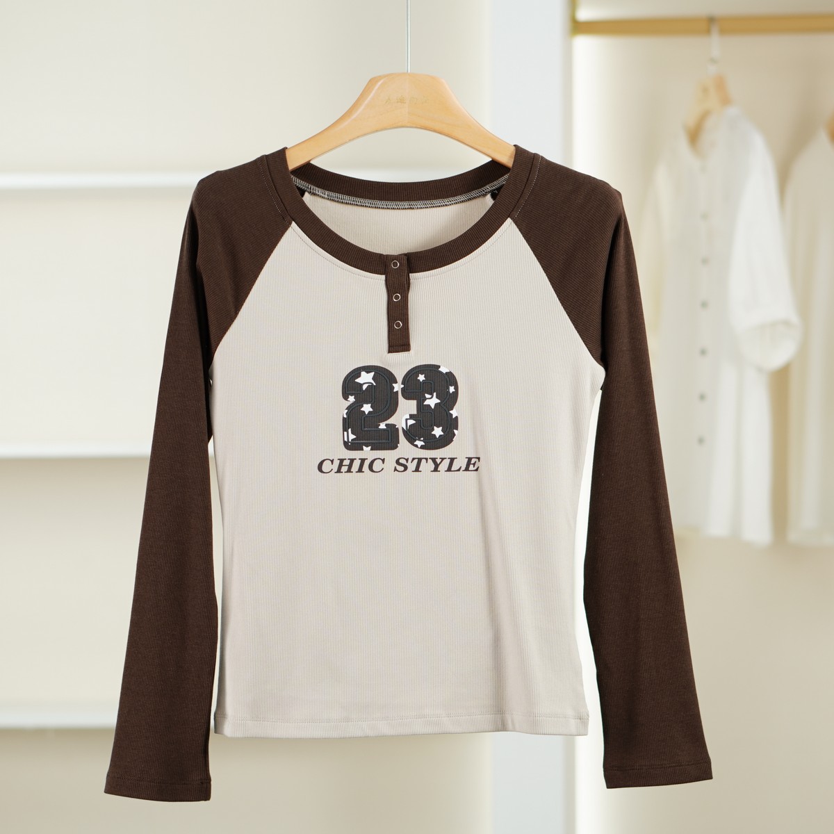 麦迪尚品【文M】51105976 通勤百搭拼色长袖上衣春秋女品牌撤柜