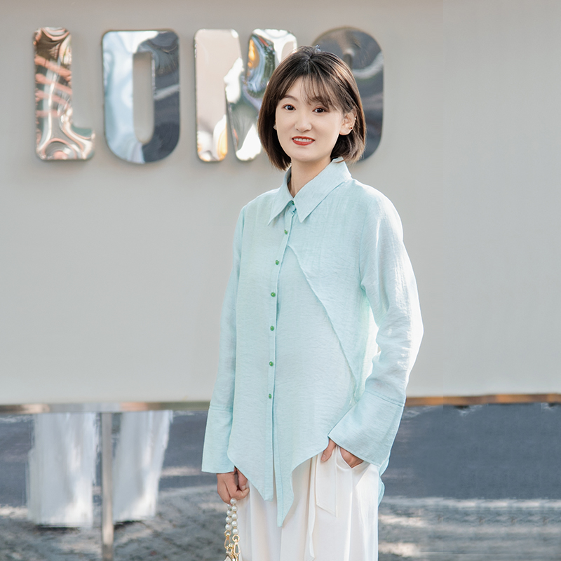 明羽织造【云衫 】新中式百搭衬衫女夏季薄款不规则长袖衬衣