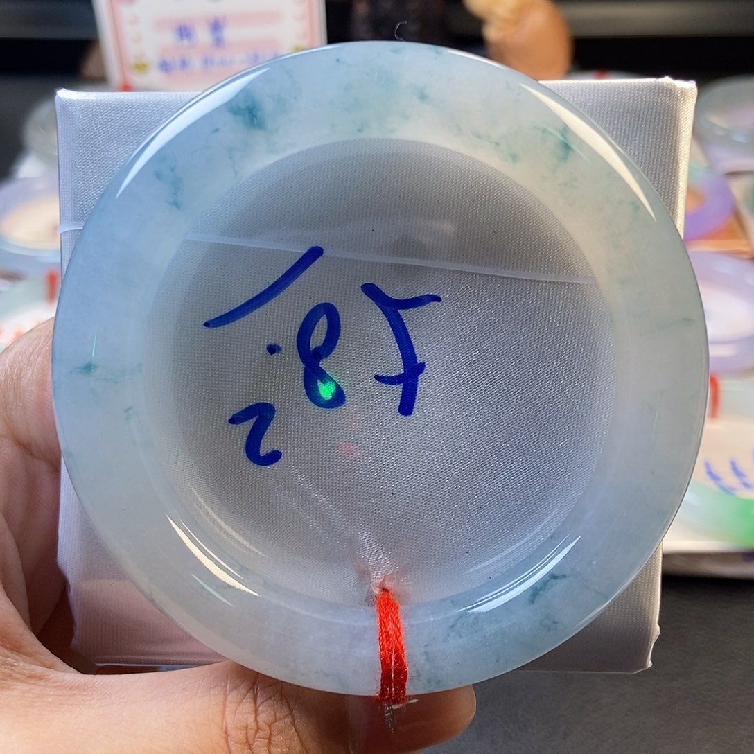 翡翠未镶嵌手镯12冰胶飘花圆条