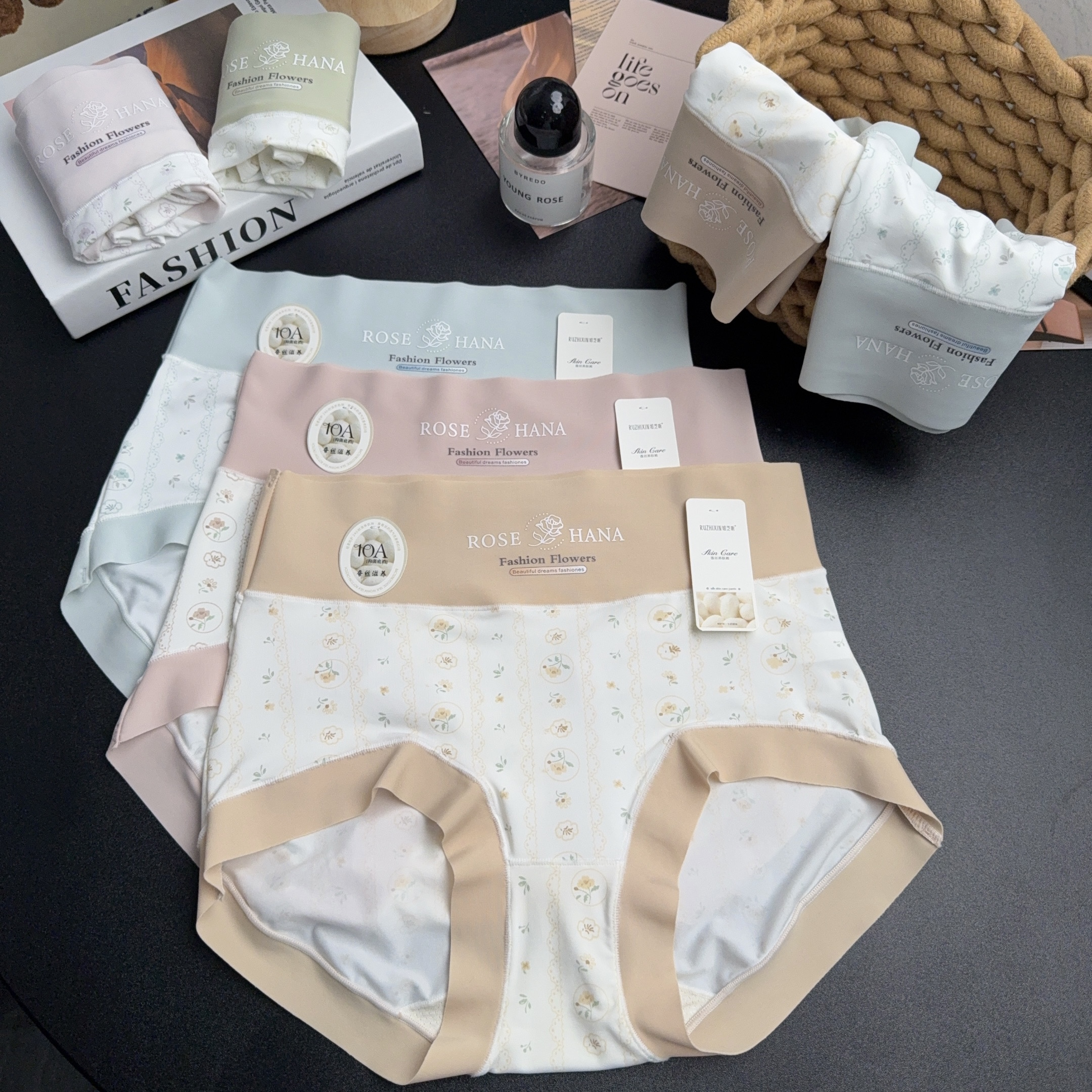 【6条装～冰丝无感大码高腰塑型】女士内裤抗菌底档三角裤衩16#