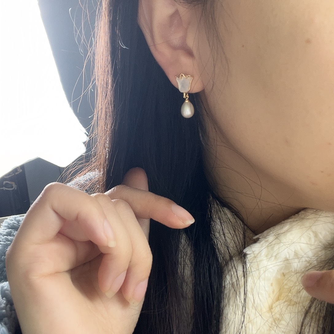 淡水珍珠耳饰银S925镶嵌