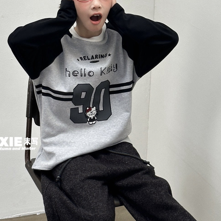 3087童装暖阳绒插肩袖T