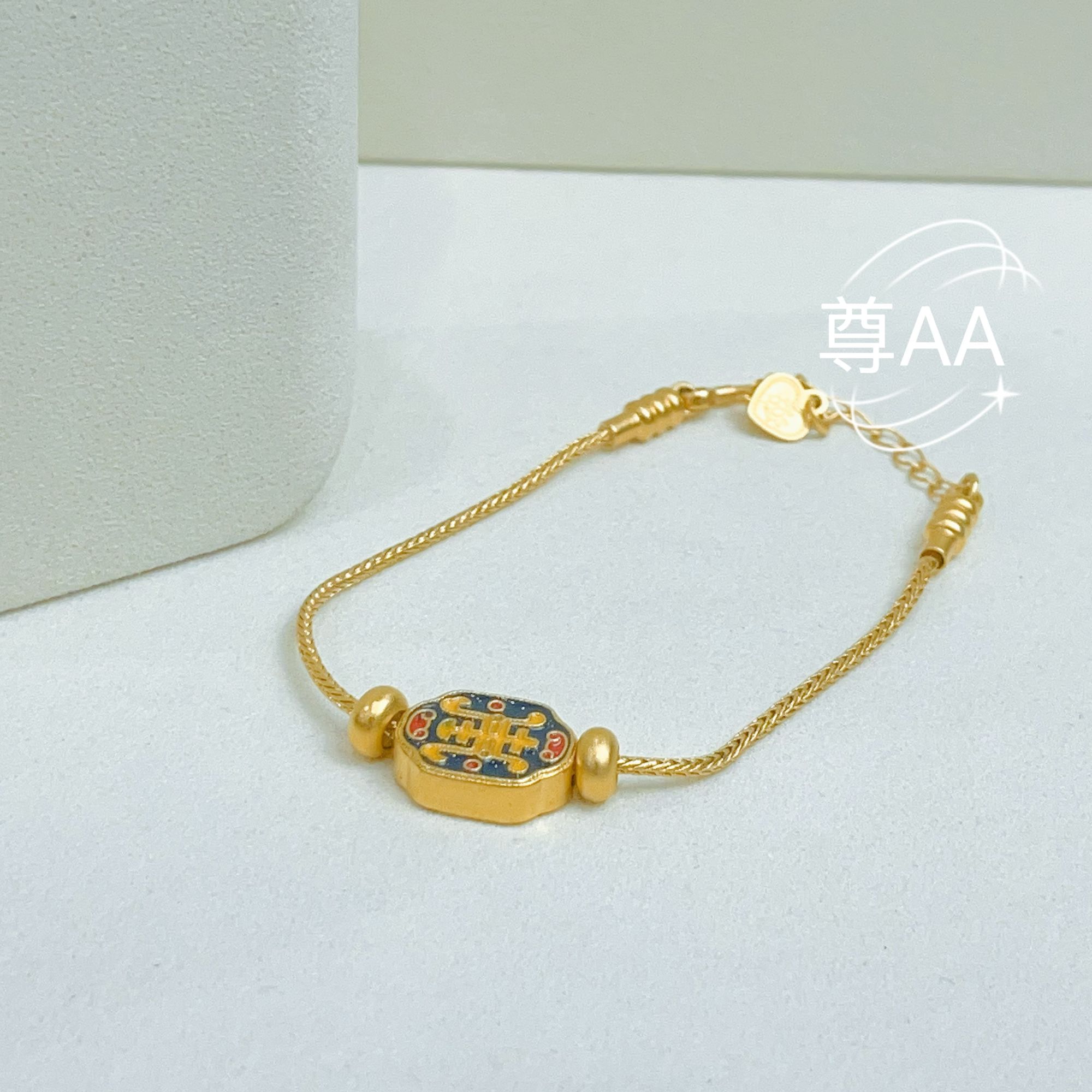 尊AA*有钱好运福牌手链 链子可调节古法   t7092