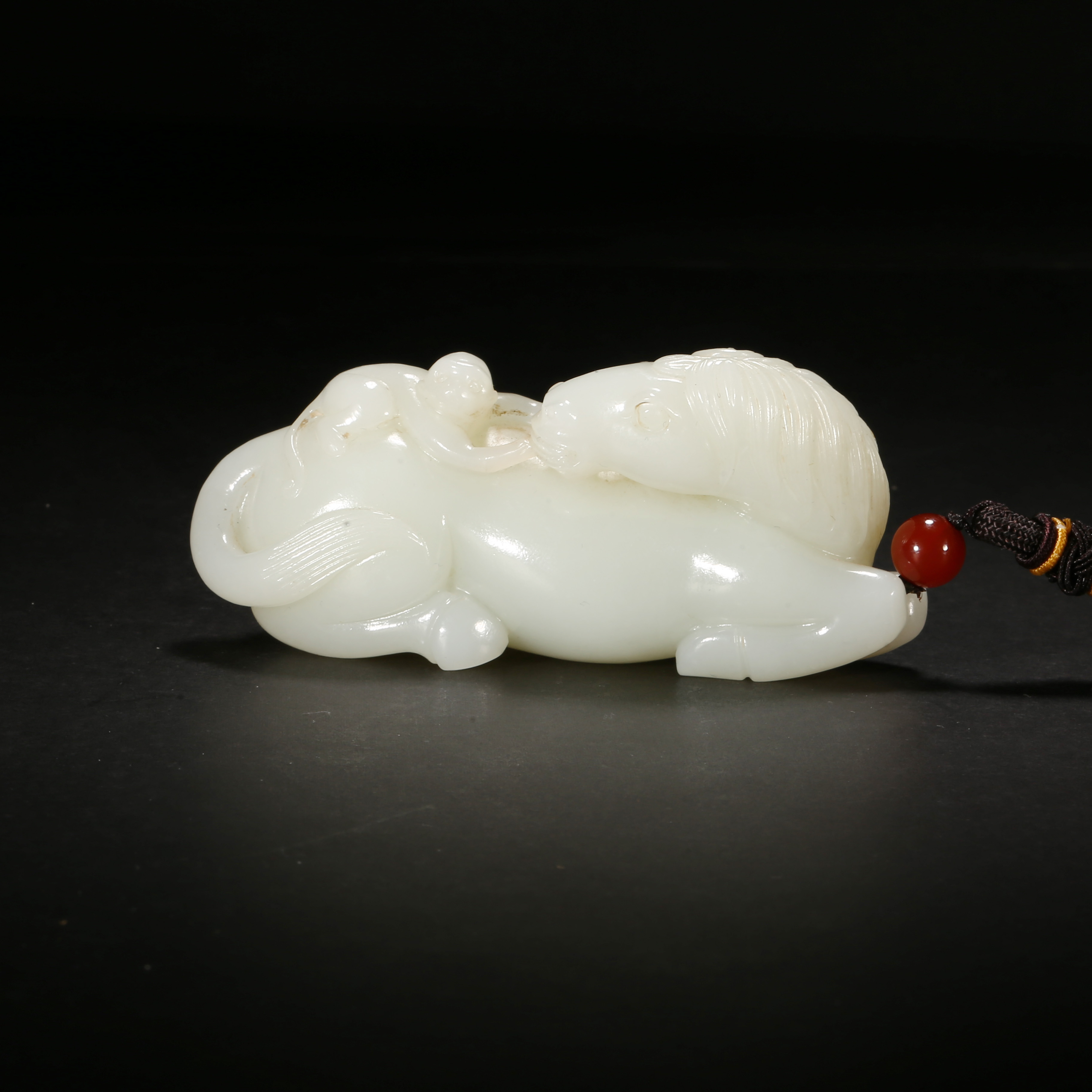 清代*马上封侯白玉把件/04ZYP2878/和田玉【北京文博】