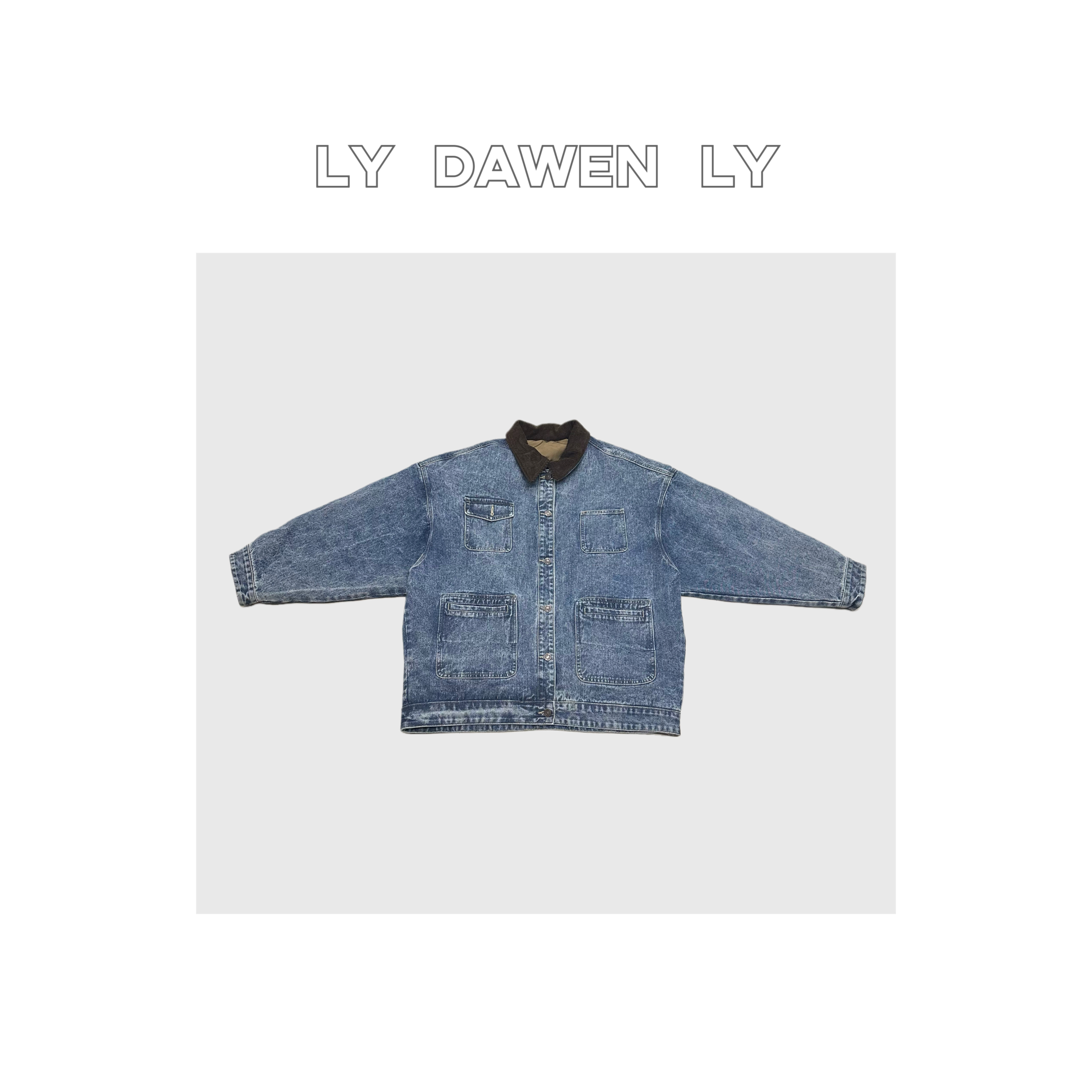 DAWEN  | INS复古工装风撞色翻领廓形牛仔羽绒服外套 N427#