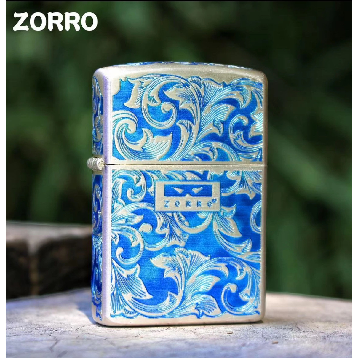 佐罗二代正品【银蓝唐草】高档煤油防风机