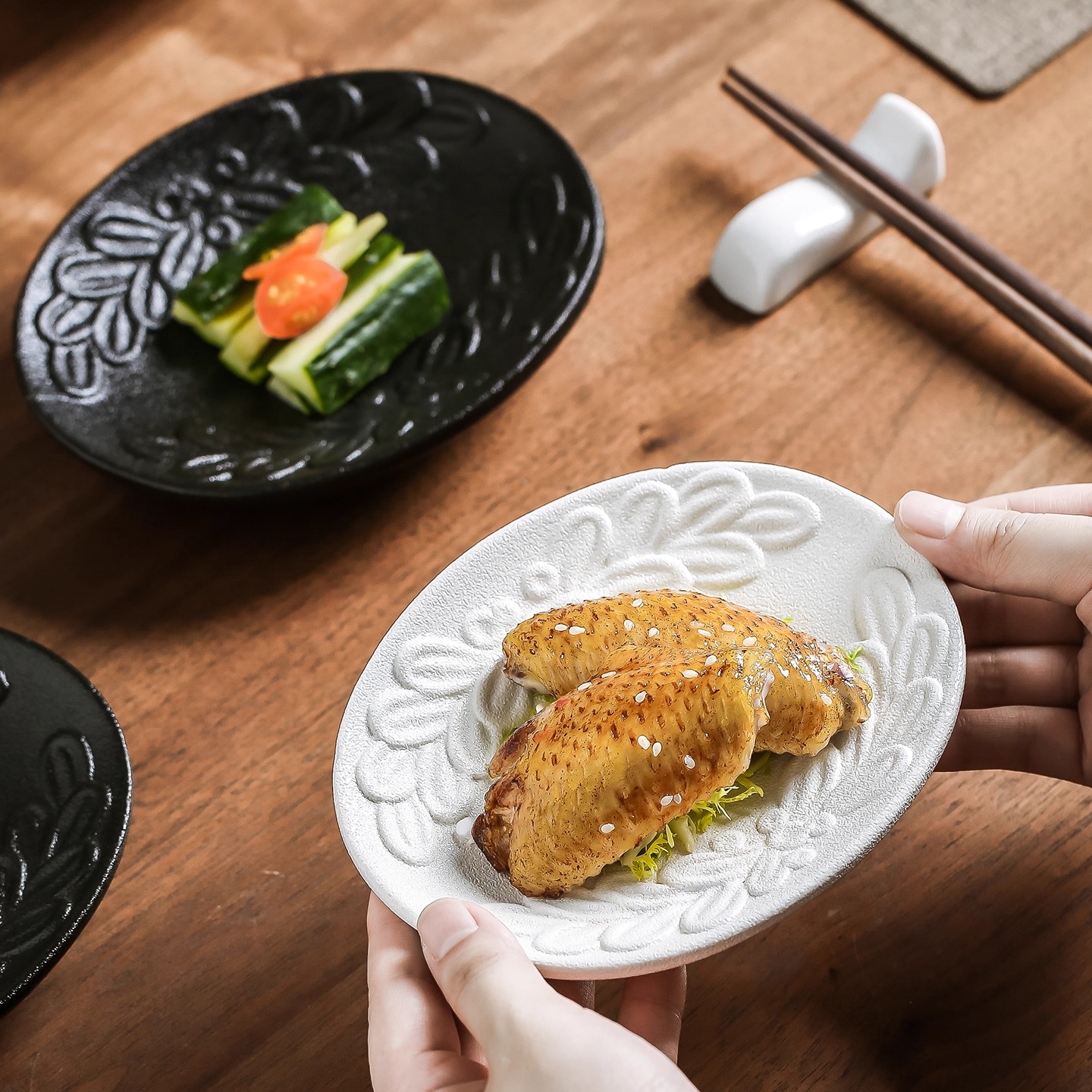 花边小菜碟商用烤肉蘸料碟陶瓷小碟子家用小吃碟高档精致味碟
