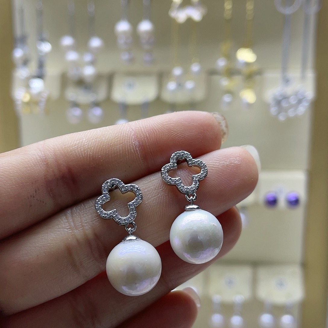 淡水珍珠耳饰银S925镶嵌