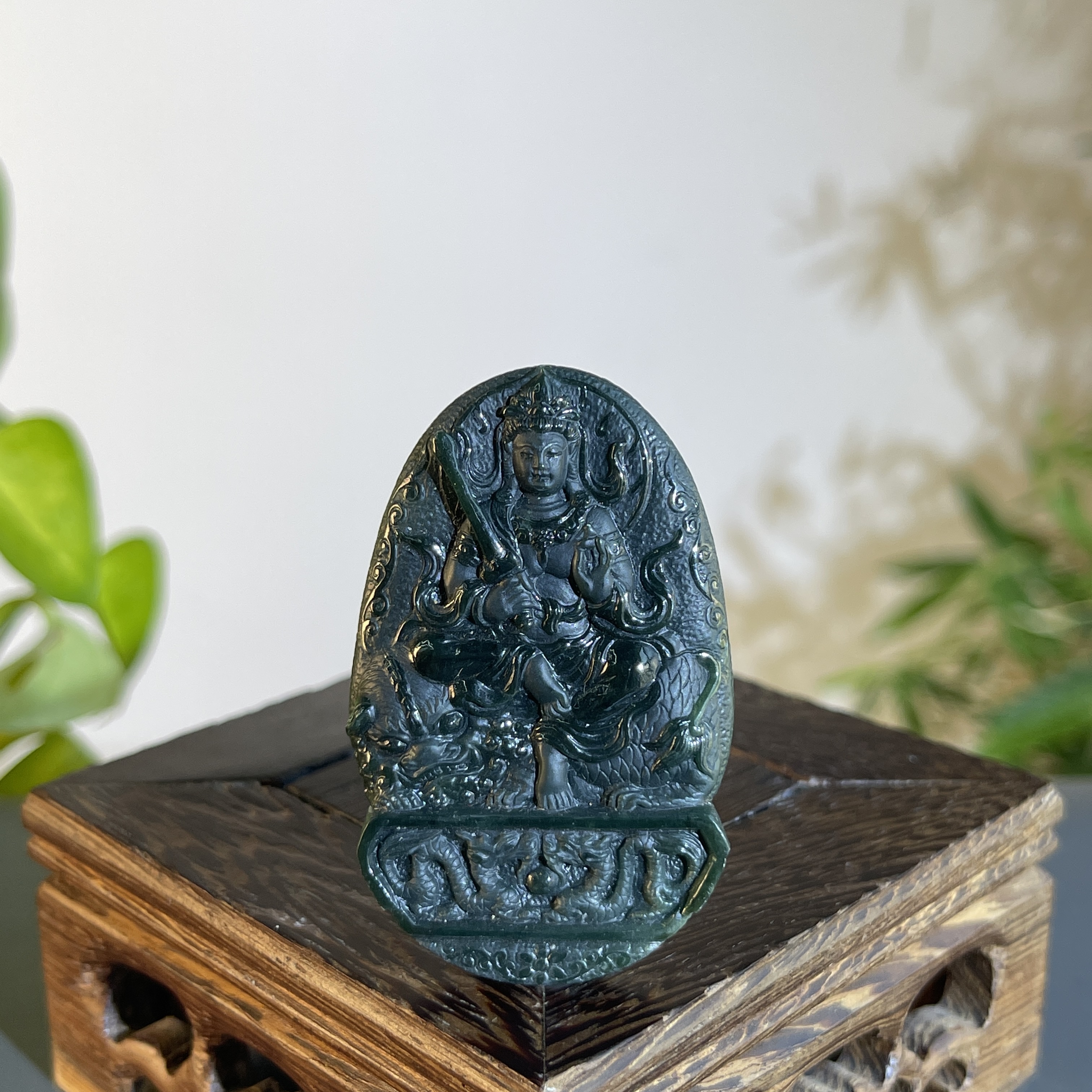 JTA31-129    黑色天然翡翠A货    黑-文殊