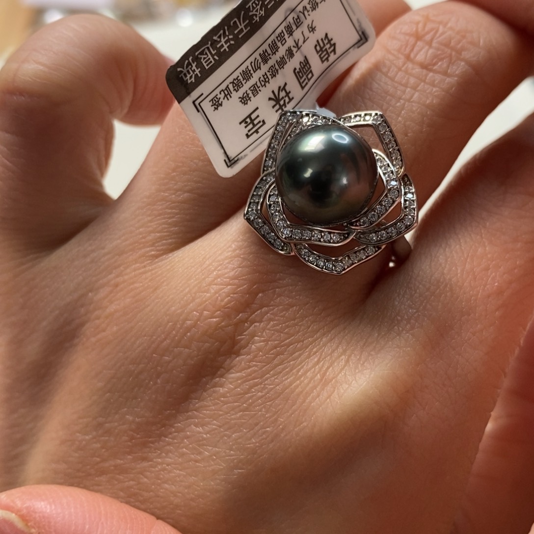 海水珍珠戒圈银S925镶嵌
