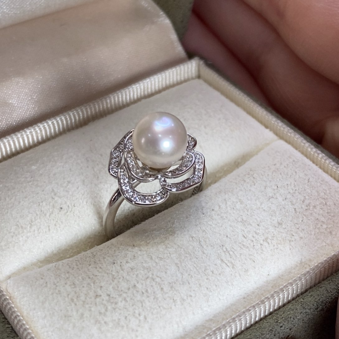 海水珍珠戒指银S925镶嵌微瑕