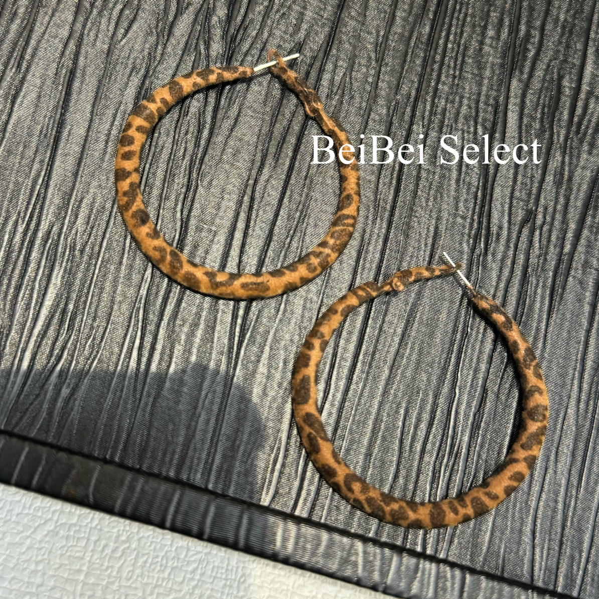 铜合金耳饰 复古秋冬植绒豹纹耳圈耳环美拉德咖色高级感气质约5mm