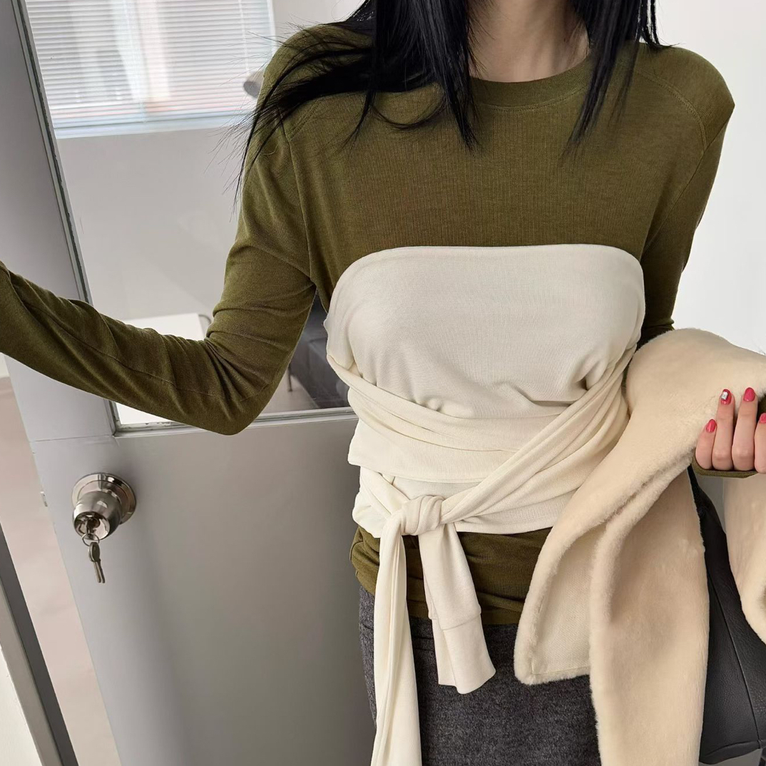 特！极简设计感纯色绑带抹胸背心叠穿