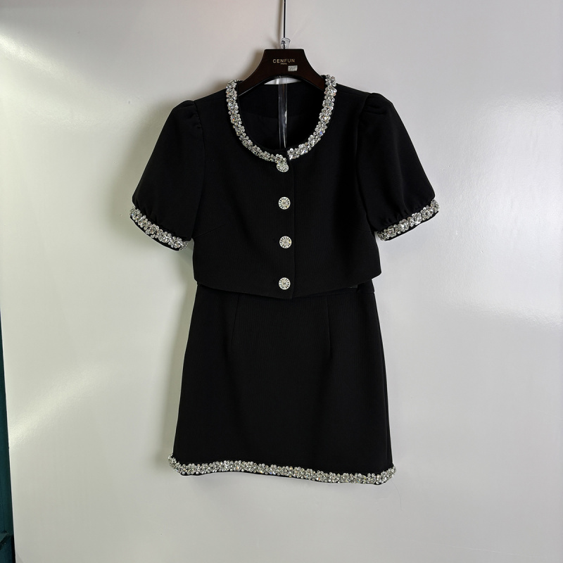 【CENFUN】145*2025春夏女装重工纽扣短袖套装FC01148
