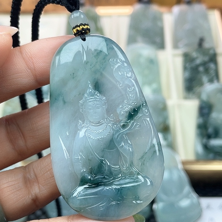 颈饰未镶嵌翡翠凯*者天然缅甸翡翠A货大势至菩萨