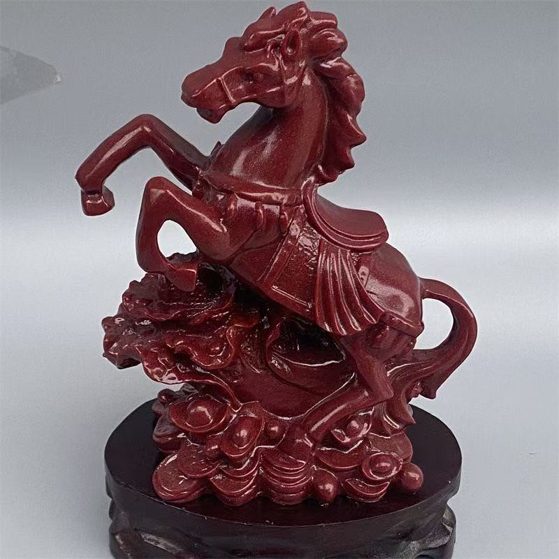 含辰砂工艺品朱砂紫金砂摆件办公桌客厅居家书房开业送礼马到成功