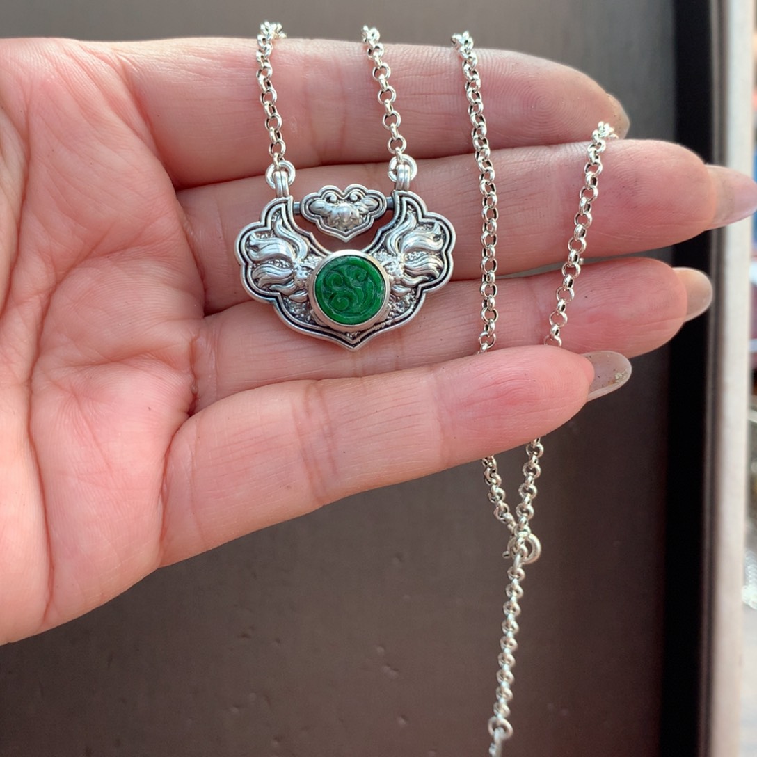 翡翠颈饰银S925镶嵌凡**墨