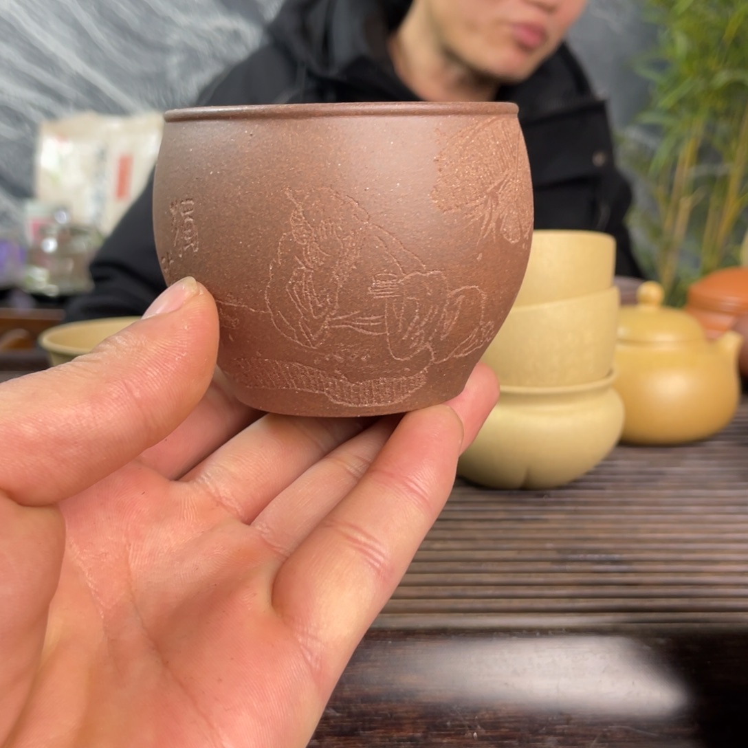 紫砂茶壶半手紫泥大缸杯