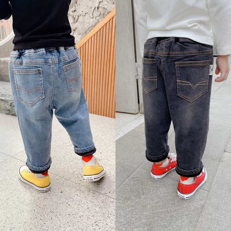 男童冬款加绒牛仔裤男宝宝保暖加厚裤子