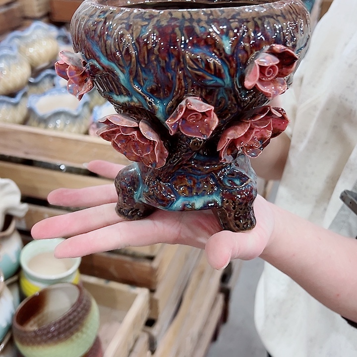 有孔，凑单福利满10元发货陶瓷多肉花盆！