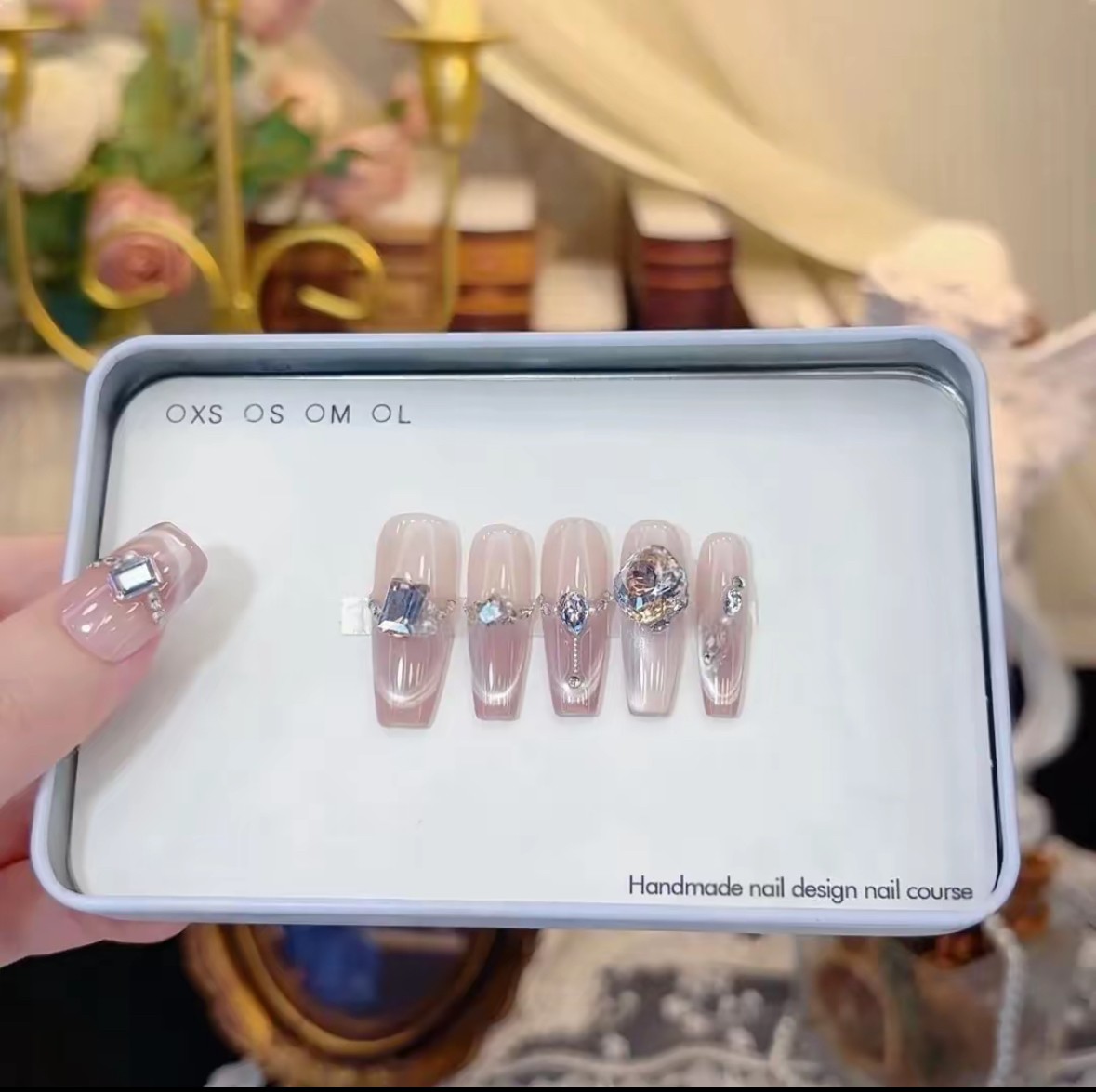 【景明】纯手工粉紫猫眼气质显白穿戴甲夏日纯欲渐变穿戴式夏季