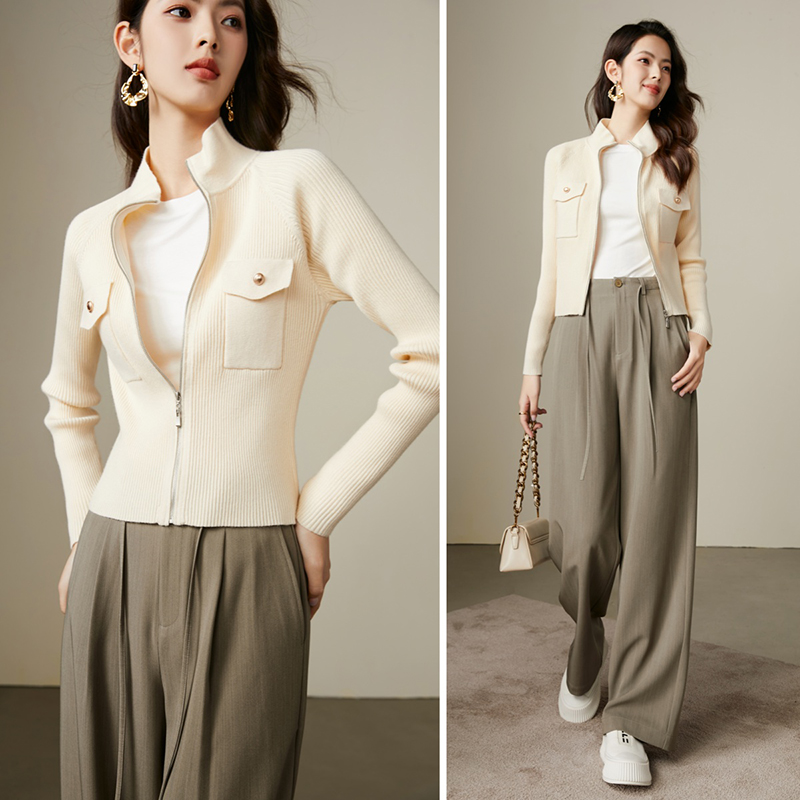 【新品】2025上衣拉链弹力针织衫女25061104