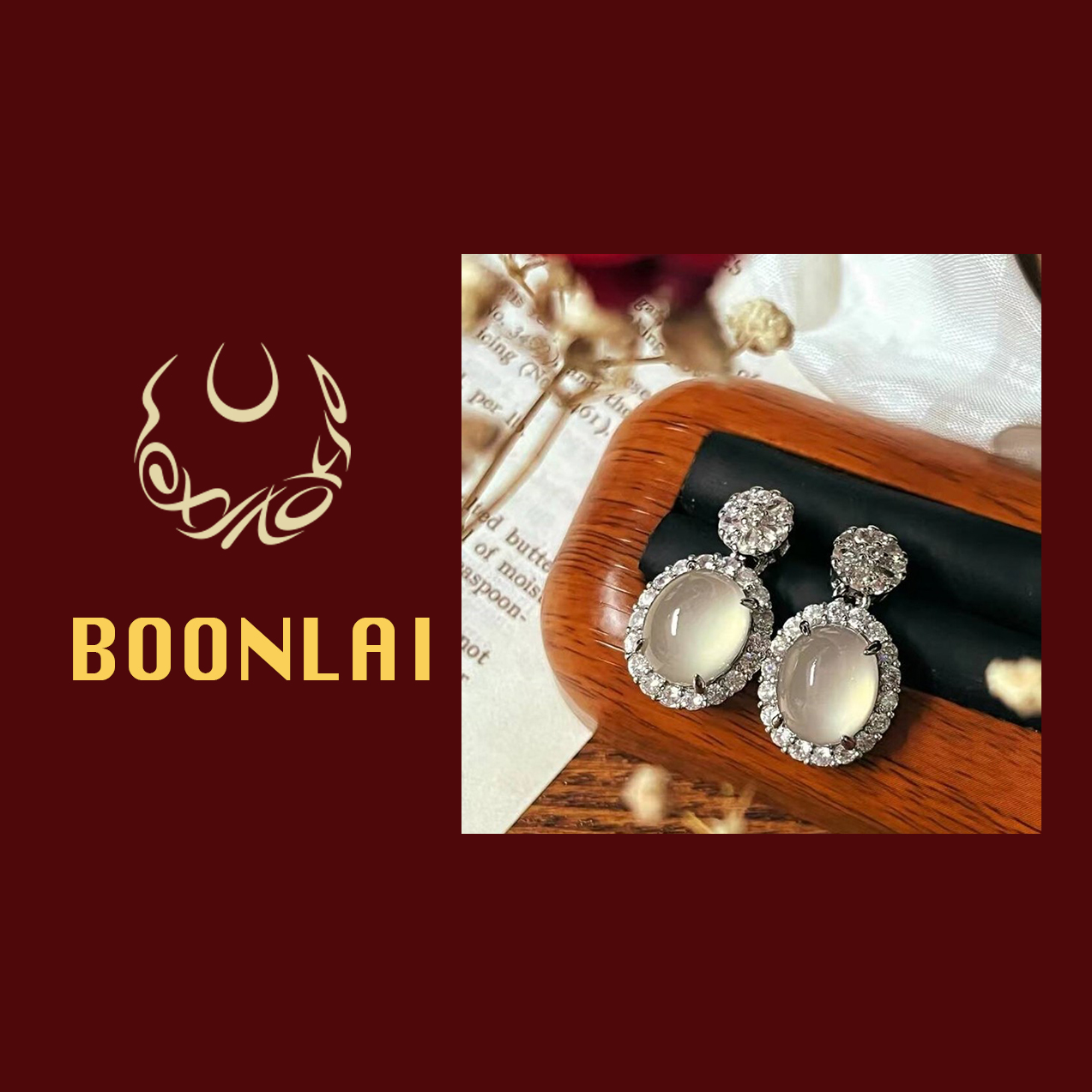 铜合金锆石耳饰 Boonlai 大货新中式椭圆耳钉